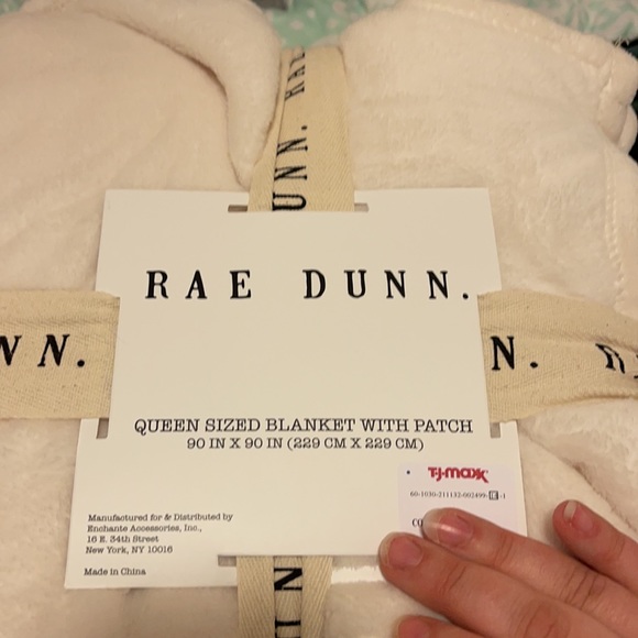 Rae Dunn "Blessed" Embroidered Plush Queen Blanket - Picture 2 of 3